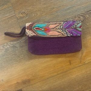 Embroidered fair trade clutch